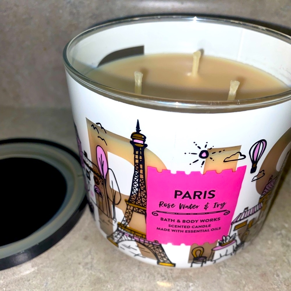 Paris Rose Water & Ivy Scented Candle - Bath & Body Works Three Wick